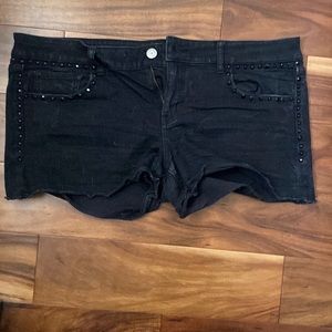 Black studded jean shorts